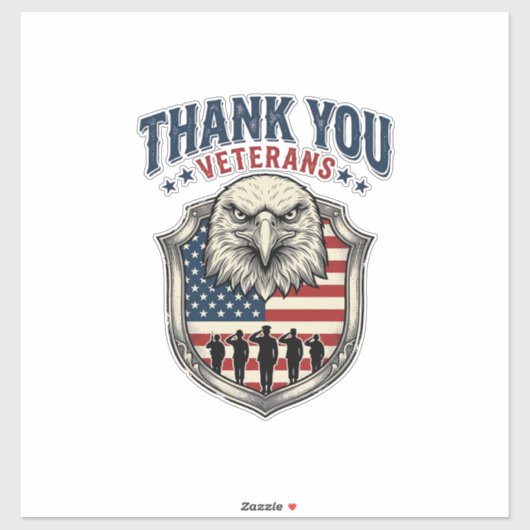 Dank U Veteranen Patriottische Adelaar Schild Shir Sticker (Vel)
