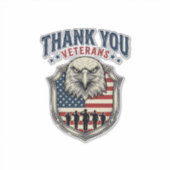Dank U Veteranen Patriottische Adelaar Schild Shir Sticker (Voorkant)