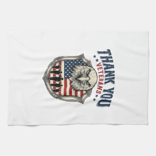 Dank U Veteranen Patriottische Adelaar Schild Shir Theedoek