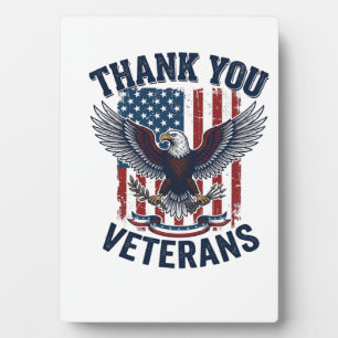 Dank U Veteranen Patriottische Adelaar Vintage Fotoplaat