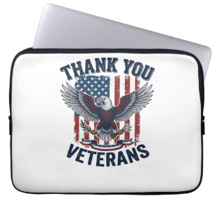 Dank U Veteranen Patriottische Adelaar Vintage Laptop Sleeve