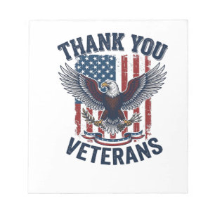 Dank U Veteranen Patriottische Adelaar Vintage Notitieblok