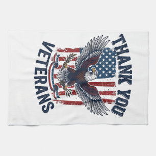 Dank U Veteranen Patriottische Adelaar Vintage Theedoek