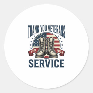 Dank U Veteranen Patriottische Laarzen Vintage Des Ronde Sticker