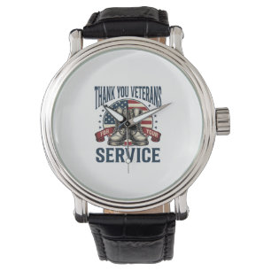 Dank U Veteranen Patriottische Laarzen Vintage Ont Horloge
