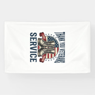 Dank U Veteranen Patriottische Laarzen Vintage Ont Spandoek