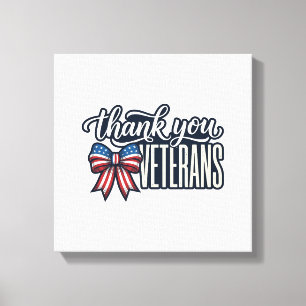 Dank U Veteranen Patriottische Lint Vintage T-shir Canvas Afdruk