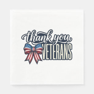 Dank U Veteranen Patriottische Lint Vintage T-shir Servet