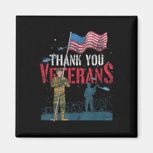 Dank u veteranen US Flag Patriotic Soldier Memoria Magneet