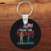 Dank u veteranen US Flag Patriotic Soldier Memoria Sleutelhanger (Voorkant)