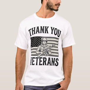Dank U Veteranen Vintage Vlag Soldaat T-shirt Desi