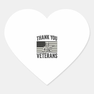 Dank U Veteranen Vintage Vlag Soldaat T-shirt Desi Hart Sticker