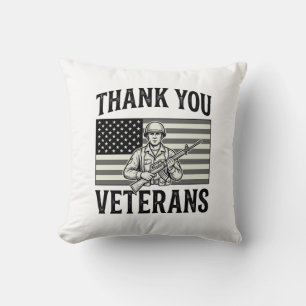 Dank U Veteranen Vintage Vlag Soldaat T-shirt Desi Kussen