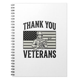 Dank U Veteranen Vintage Vlag Soldaat T-shirt Desi Notitieboek