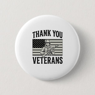 Dank U Veteranen Vintage Vlag Soldaat T-shirt Desi Ronde Button 5,7 Cm