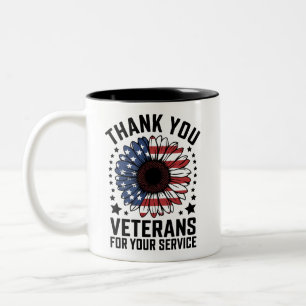 Dank U Veteranen Zonnebloem Militaire Veteranen Da Tweekleurige Koffiemok