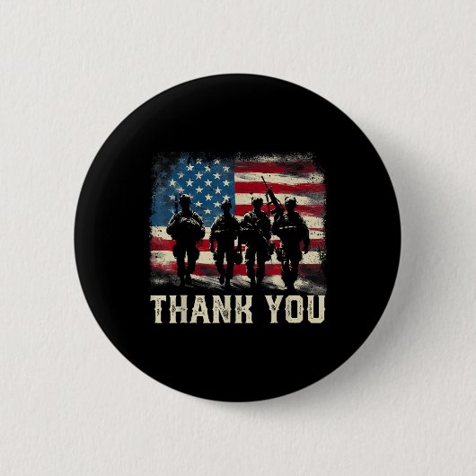 Dank u Veterans Day Memorial Day Partiotic USA Ronde Button 5,7 Cm (Voorkant)
