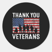Dank u Veterans Memorial Patriottische militaire d Ronde Sticker (Voorkant)