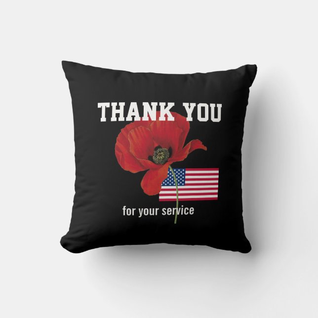 DANK U Veterans Servicemen Poppy USA AMERIKAANS Kussen (Voorkant)