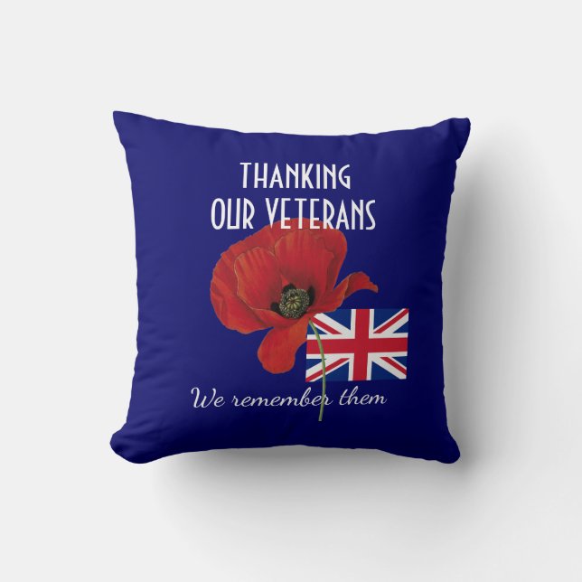 DANK U VETERANS UK Poppy Kussen (Voorkant)