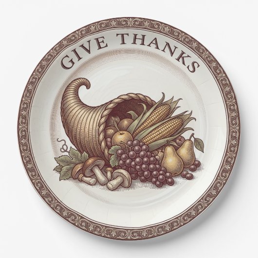 "Dank U" Vintage Thanksgiving Papieren Bord (Voorkant)