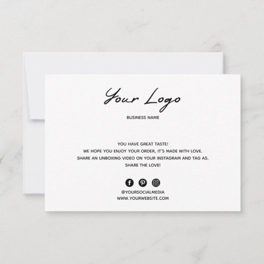 Dank u Visitekaartje Bedankkaart (Achterkant)