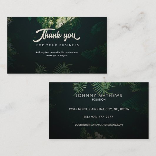 Dank u Visitekaartjes (Voorkant / Achterkant)