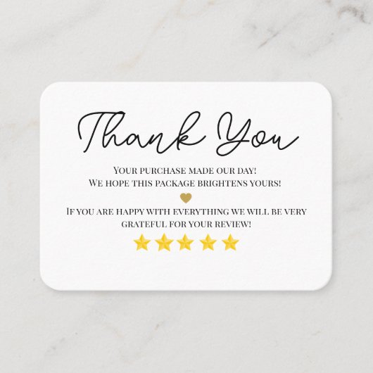 Dank u visitekaartjes 5 sterren (Voorkant)