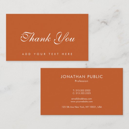Dank u Visitekaartjes Elegant Terracotta Modern (Voorkant / Achterkant)