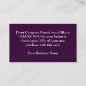 Dank u Visitekaartjes Sjablonen Paars (Achterkant)