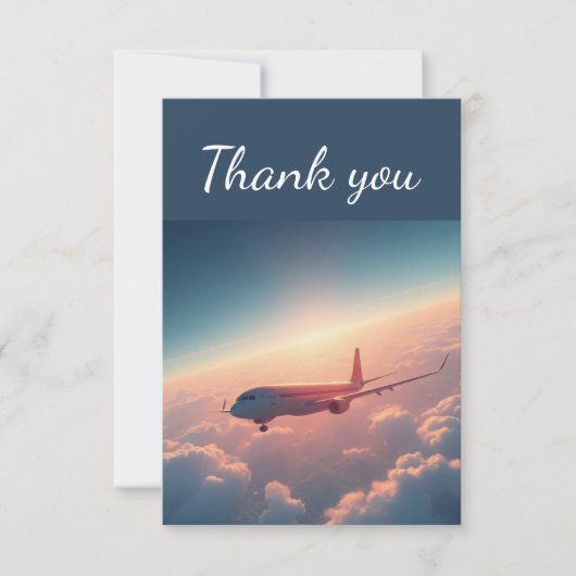 Dank u vliegwolken pilootvliegtuig bedankkaart (Voorkant)