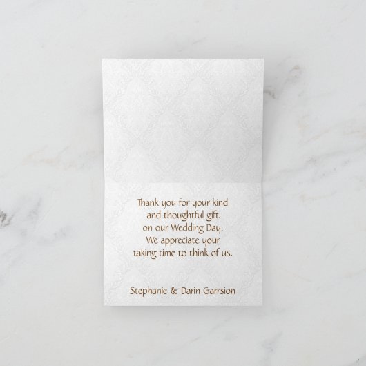 Dank u vlinder brokaat bruin bedankkaart (Binnen)