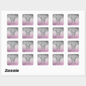 Dank U Vlinder Glans Roze Baby Shower Vierkante Sticker (Vel)