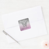 Dank U Vlinder Glans Roze Baby Shower Vierkante Sticker (Envelop)