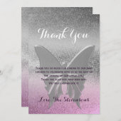 Dank u vlinder roze Paarse Baby shower Bedankkaart (Voorkant / Achterkant)