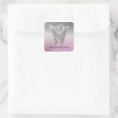 Dank u vlinder sparkle roze Baby shower Vierkante Sticker (Tas)