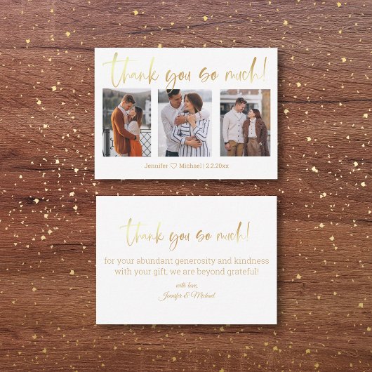 dank u voor 3 foto ' s trouwcollage minimalistisch notitiekaartje