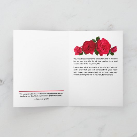 Dank U voor alles (Johannes 15:12-13) Kaart (Binnen)