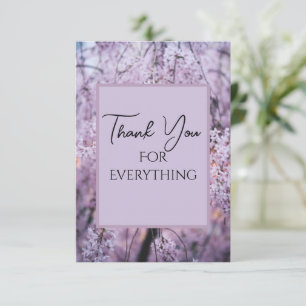 Dank u voor Alles Lila Floral Springtime Bedankkaart