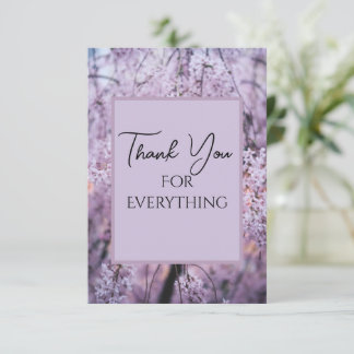 Dank u voor Alles Lila Floral Springtime Bedankkaart