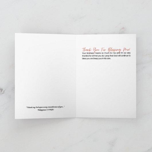 Dank U voor alles wat U doet (Filippenzen 1:3) Kaart (Binnen)