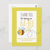 Dank u voor BA-BEE Baby shower Gele Stippen Briefkaart (Voorkant / Achterkant)