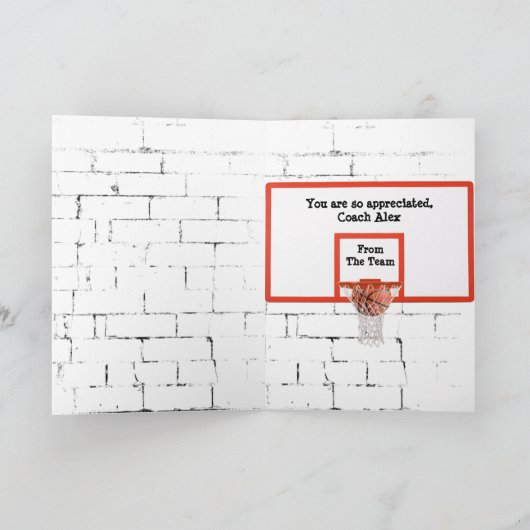Dank u voor basketbal coach Kaart (Binnen)