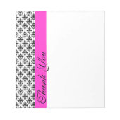 Dank u voor Black en Pink Damask Notitieblok (Voorkant)