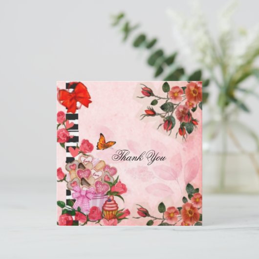 Dank u voor bloemen en koekjes (Staand voorkant)