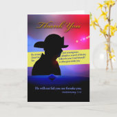 Dank u voor brandweerman, religieus thema kaart (Gele Bloem)