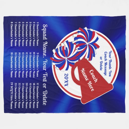 Dank u voor Cheer Coach, Red White en Blue Fleece Deken (Voorkant (Horizontaal))