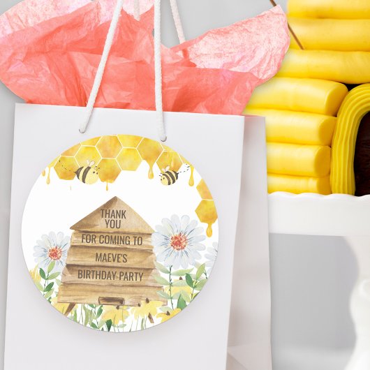 Dank u voor Coming Bee Theme Verjaardagsfeest Ronde Sticker