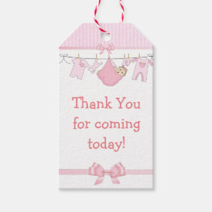 Dank u voor Coming Pink Baby shower Gift Label Cadeaulabel