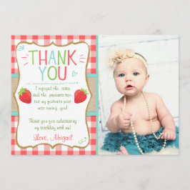 Dank u voor de aardbei First Birthday Summer Bedankkaart